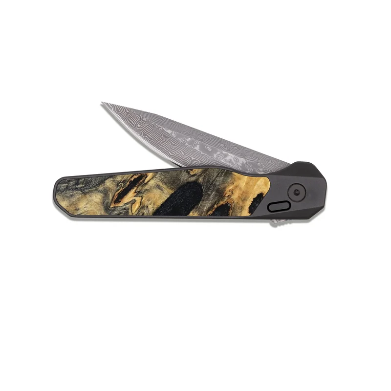 EDC Dark Damascus Wood Pocket Knife - Hope (Wood Burl, 829754)