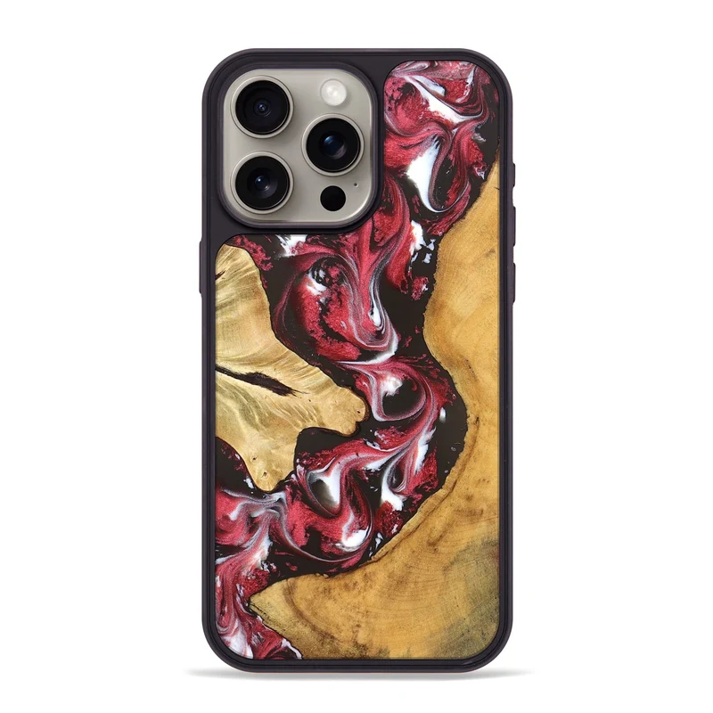 iPhone 15 Pro Max Wood Phone Case - Conrad (Red, 829720)