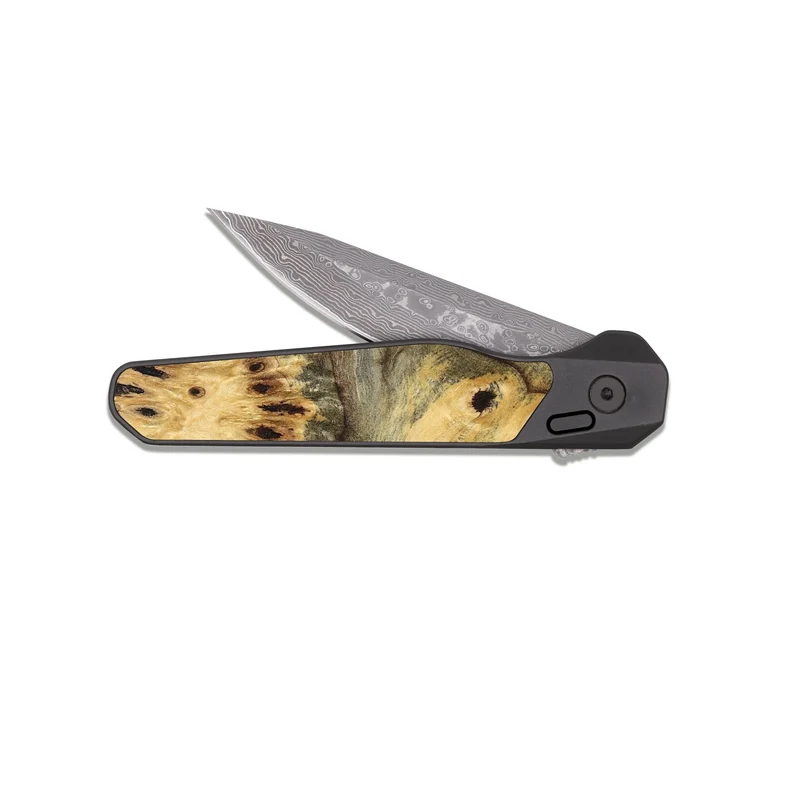 EDC Dark Damascus Wood Pocket Knife - Eliezer (Wood Burl, 829763)