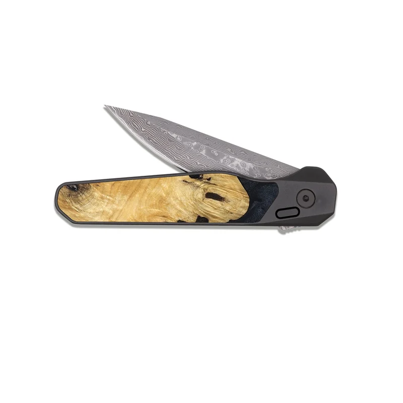 EDC Dark Damascus Wood Pocket Knife - Arleen (Wood Burl, 829741)