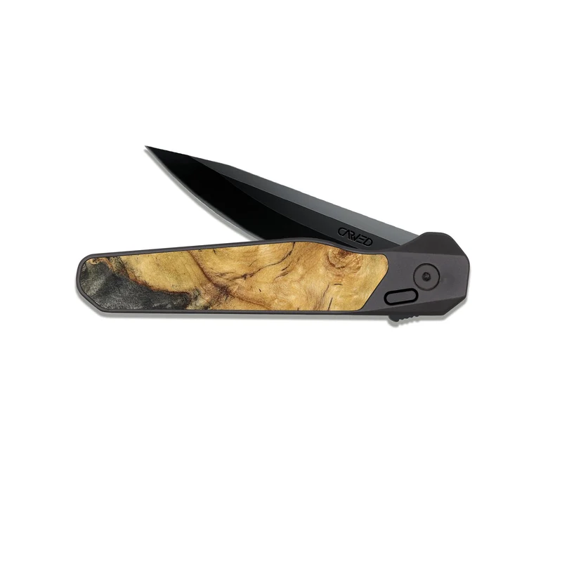 EDC Dark Slate Wood Pocket Knife - Teresa (Black & White, 829737)