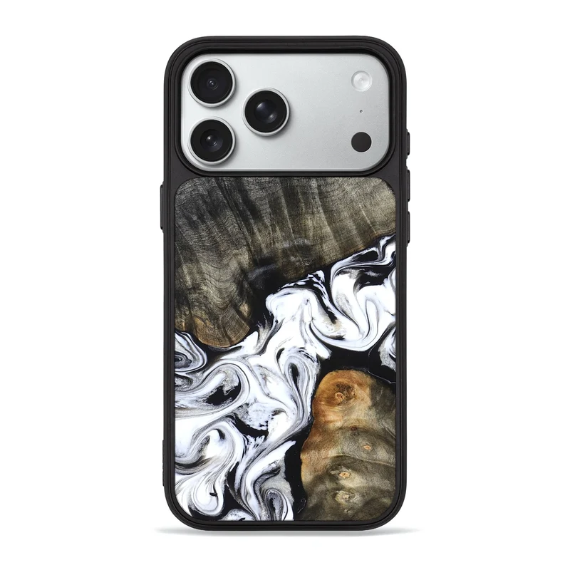 iPhone 18 Pro Max Wood Phone Case - Deidre (Black & White, 829735)