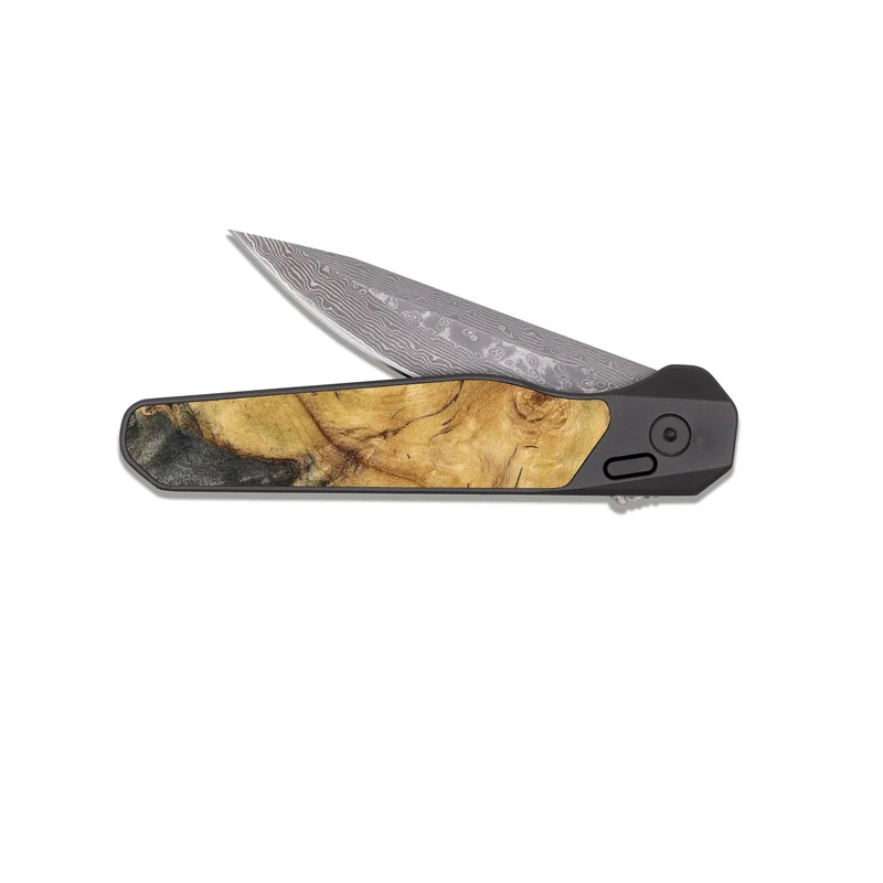 EDC Dark Damascus Wood Pocket Knife - Teresa (Black & White, 829737)