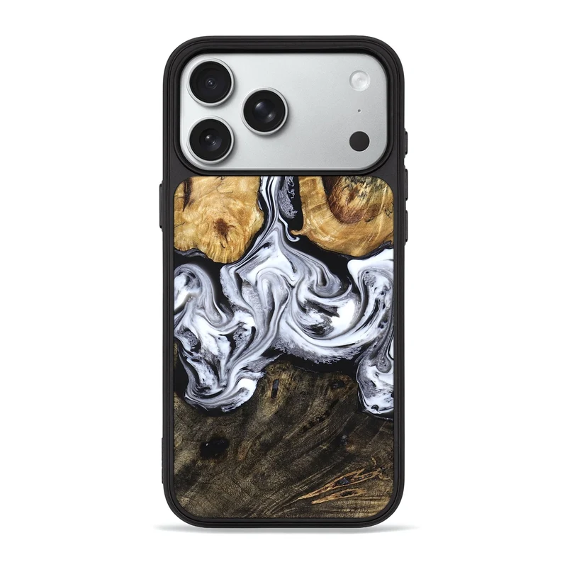 iPhone 18 Pro Max Wood Phone Case - Ellis (Black & White, 829739)