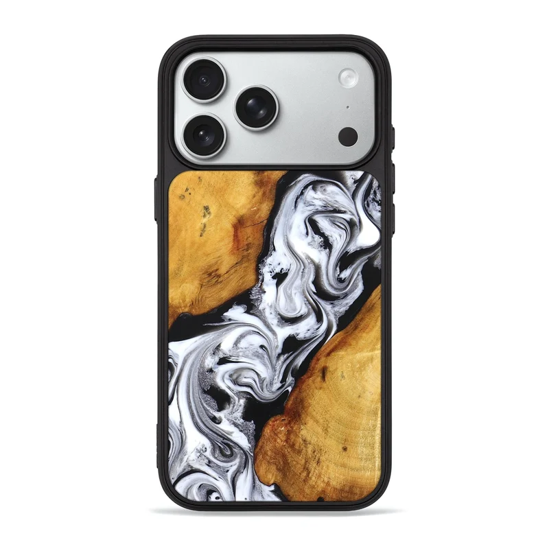 iPhone 18 Pro Max Wood Phone Case - Castiel (Black & White, 829738)