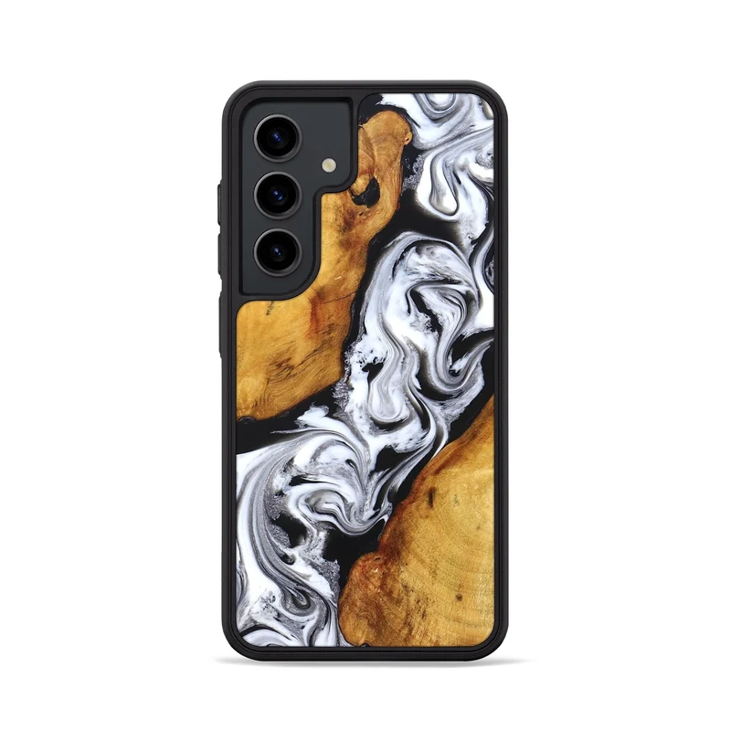 Galaxy S24 Wood Phone Case - Castiel (Black & White, 829738)
