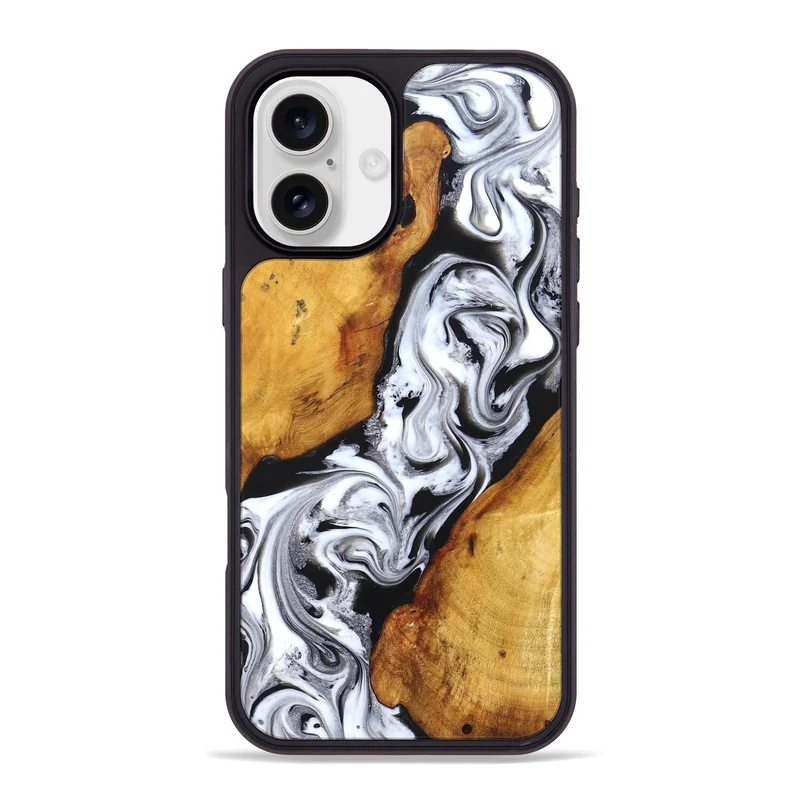 iPhone 16 Plus Wood Phone Case - Castiel (Black & White, 829738)
