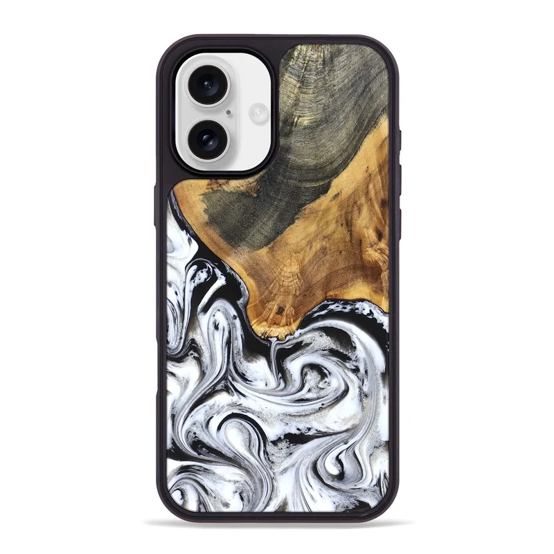iPhone 16 Plus Wood Phone Case - Trinity (Black & White, 829736)