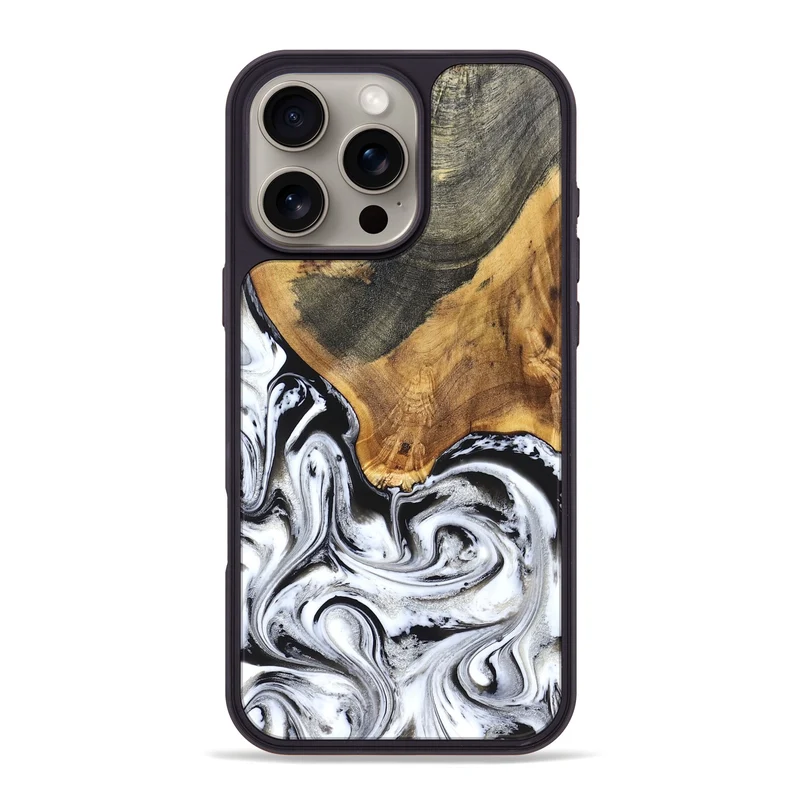 iPhone 16 Pro Max Wood Phone Case - Trinity (Black & White, 829736)