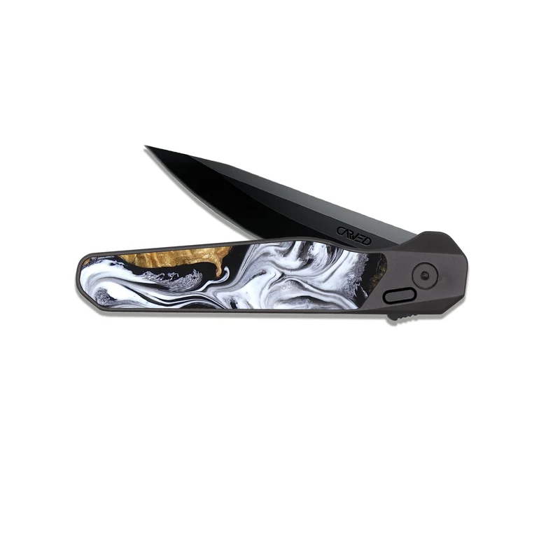EDC Dark Slate Wood Pocket Knife - Ellis (Black & White, 829739)