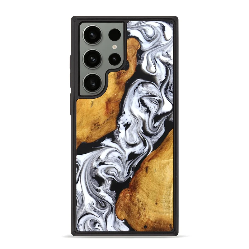 Galaxy S23 Ultra Wood Phone Case - Castiel (Black & White, 829738)