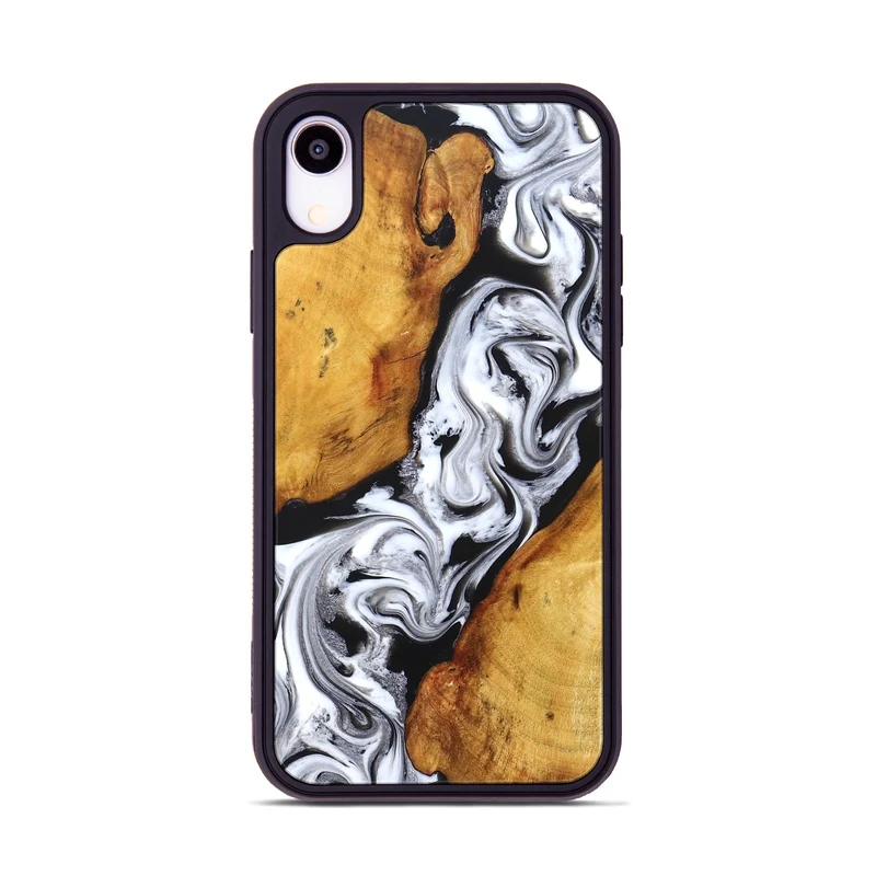 iPhone Xr Wood Phone Case - Castiel (Black & White, 829738)