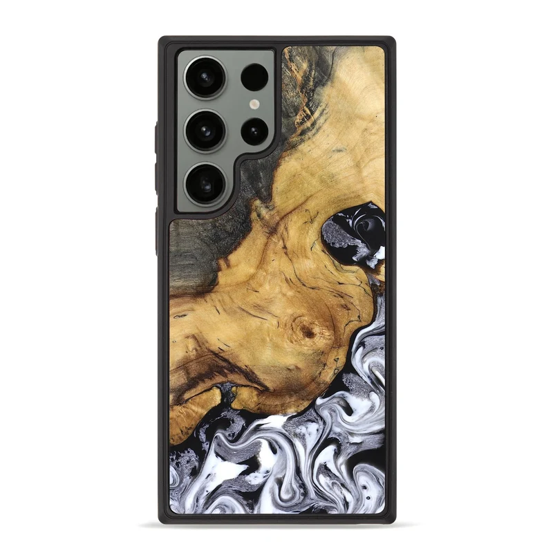 Galaxy S23 Ultra Wood Phone Case - Teresa (Black & White, 829737)