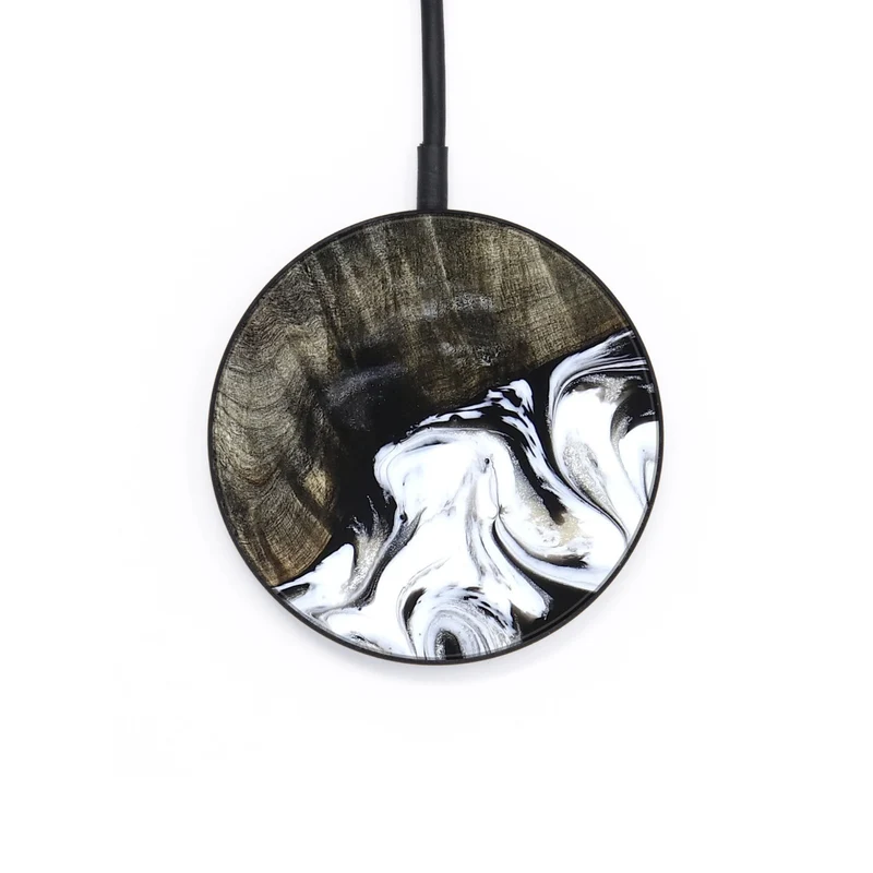 Circle Wood Wireless Charger - Deidre (Black & White, 829735)