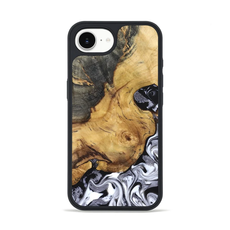 iPhone 16e Wood Phone Case - Teresa (Black & White, 829737)