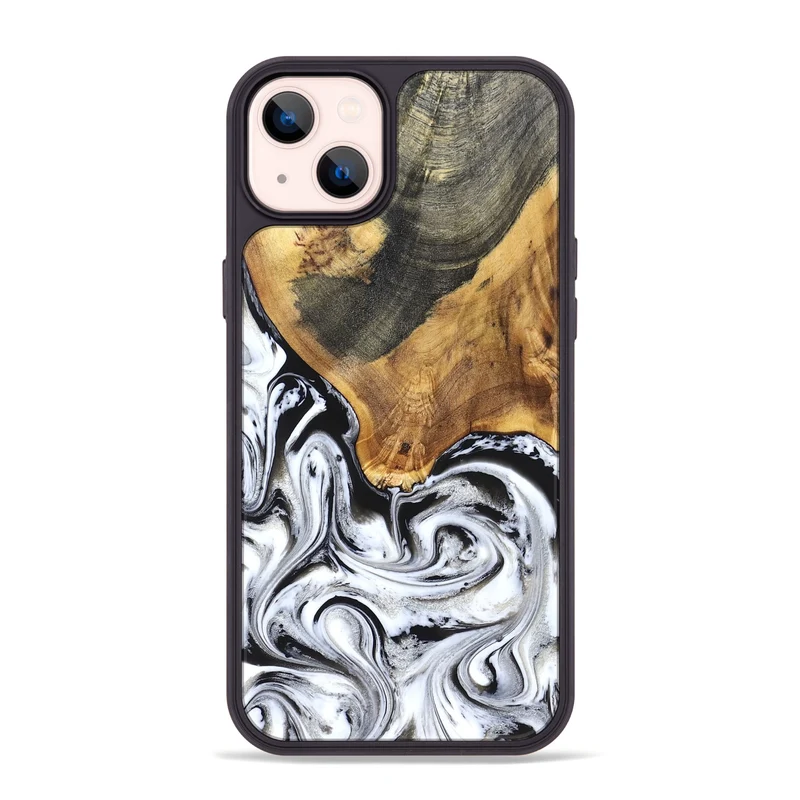 iPhone 14 Plus Wood Phone Case - Trinity (Black & White, 829736)