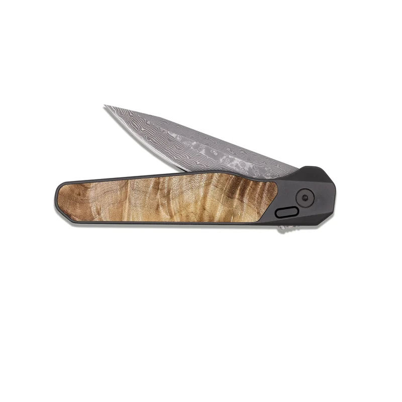 EDC Dark Damascus Wood Pocket Knife - Kortney (Wood Burl, 829778)