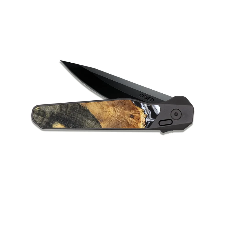 EDC Dark Slate Wood Pocket Knife - Trinity (Black & White, 829736)