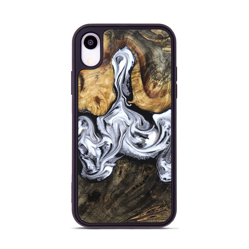 iPhone Xr Wood Phone Case - Ellis (Black & White, 829739)