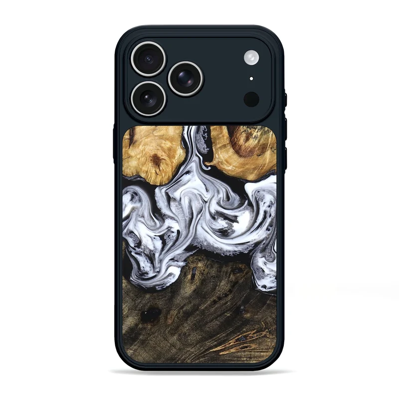 iPhone 17 Pro Max Wood Phone Case - Ellis (Black & White, 829739)