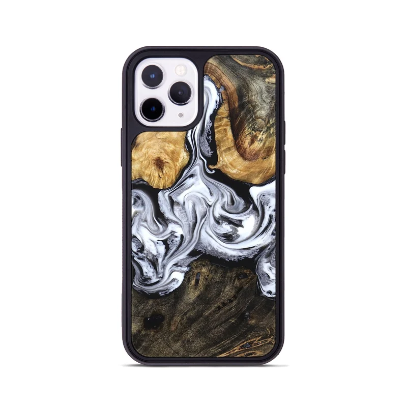 iPhone 11 Pro Wood Phone Case - Ellis (Black & White, 829739)