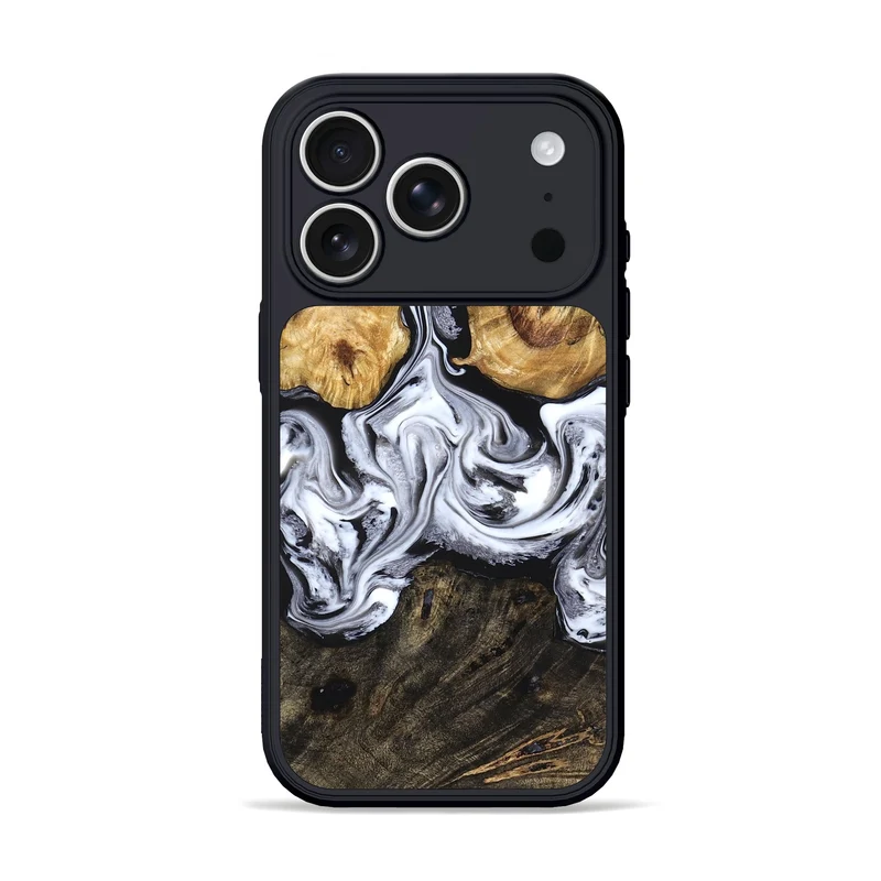 iPhone 17 Pro Wood Phone Case - Ellis (Black & White, 829739)