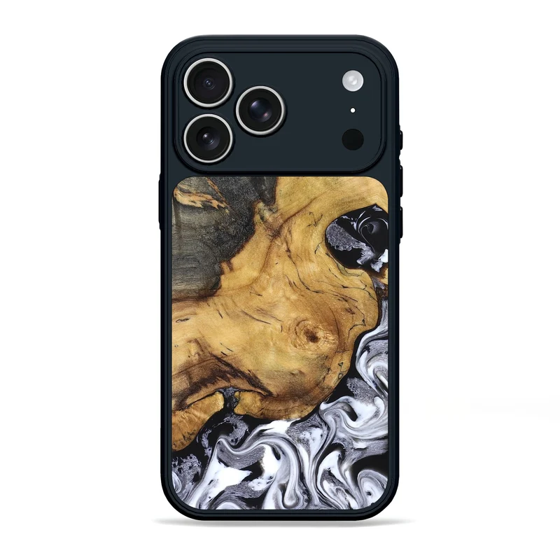 iPhone 17 Pro Max Wood Phone Case - Teresa (Black & White, 829737)