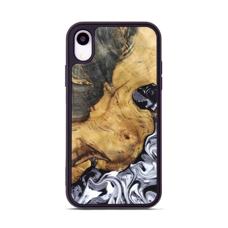 iPhone Xr Wood Phone Case - Teresa (Black & White, 829737)