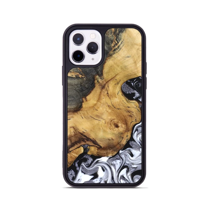 iPhone 11 Pro Wood Phone Case - Teresa (Black & White, 829737)