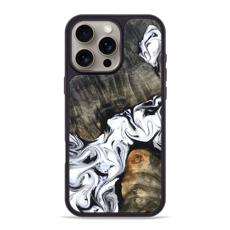 iPhone 16 Pro Max Wood Phone Case - Deidre (Black & White, 829735)