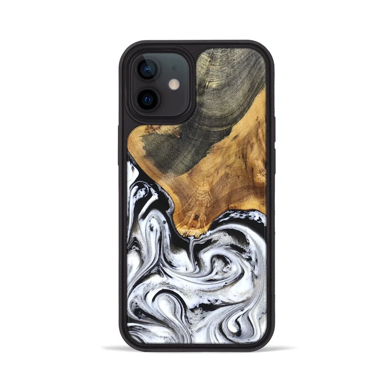 iPhone 12 Wood Phone Case - Trinity (Black & White, 829736)