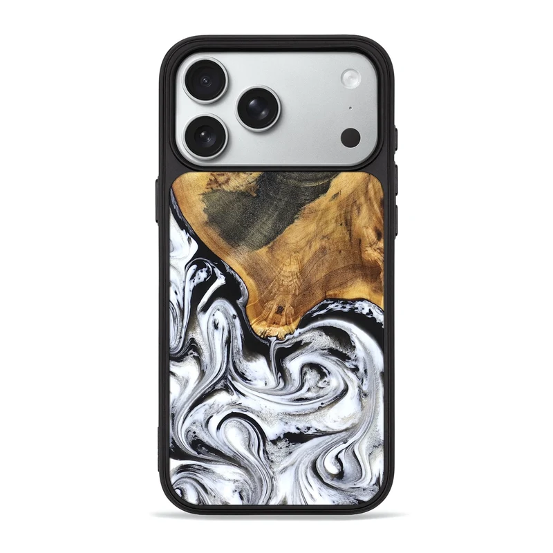 iPhone 18 Pro Max Wood Phone Case - Trinity (Black & White, 829736)