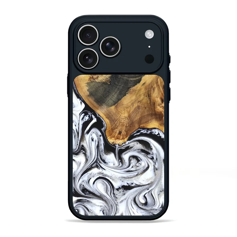 iPhone 17 Pro Max Wood Phone Case - Trinity (Black & White, 829736)