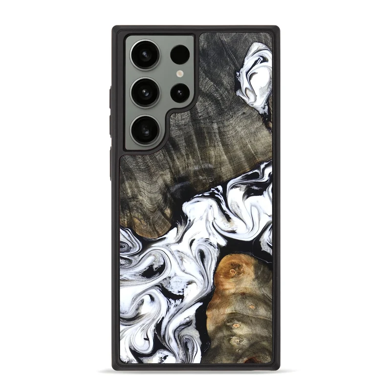 Galaxy S23 Ultra Wood Phone Case - Deidre (Black & White, 829735)