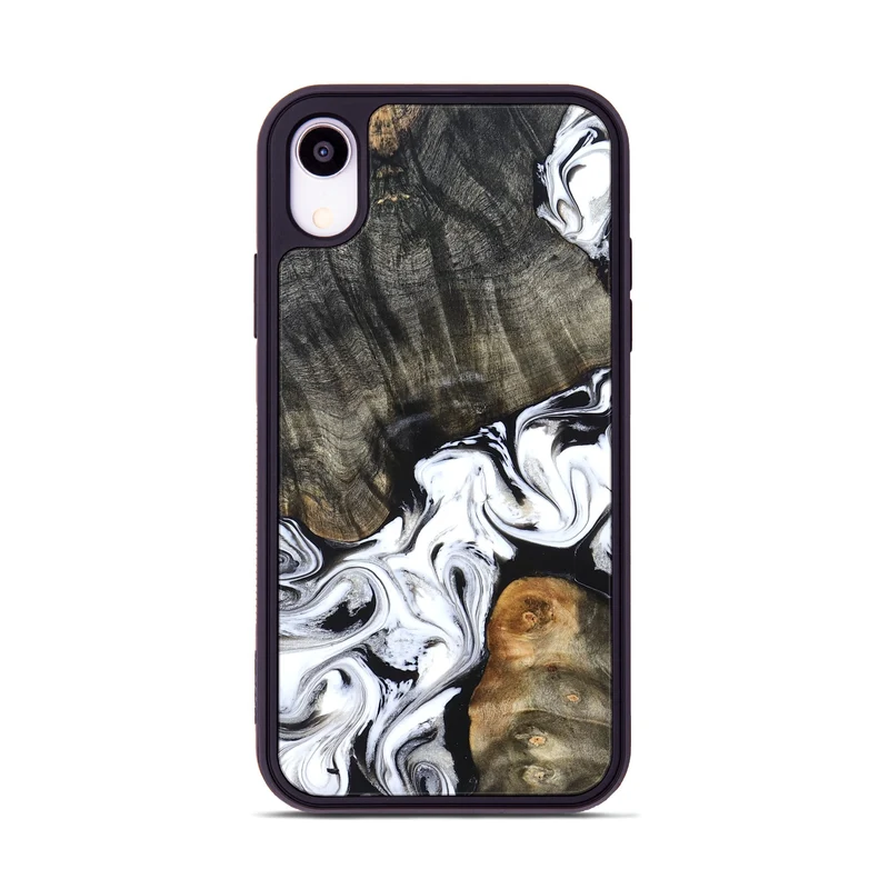 iPhone Xr Wood Phone Case - Deidre (Black & White, 829735)