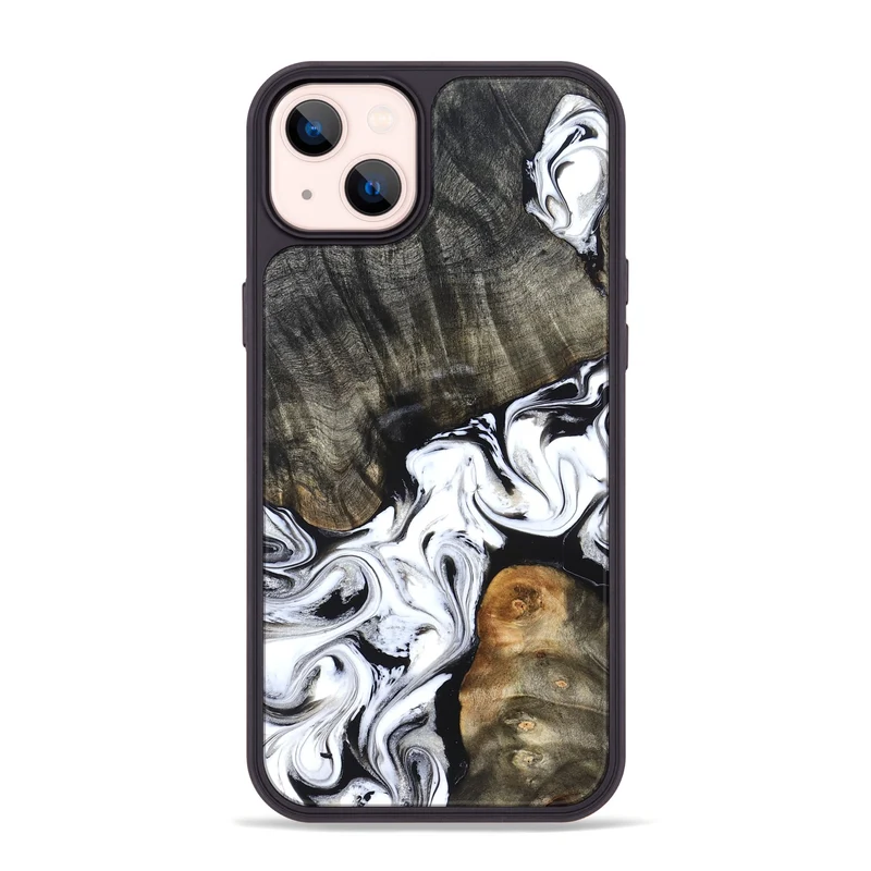 iPhone 14 Plus Wood Phone Case - Deidre (Black & White, 829735)