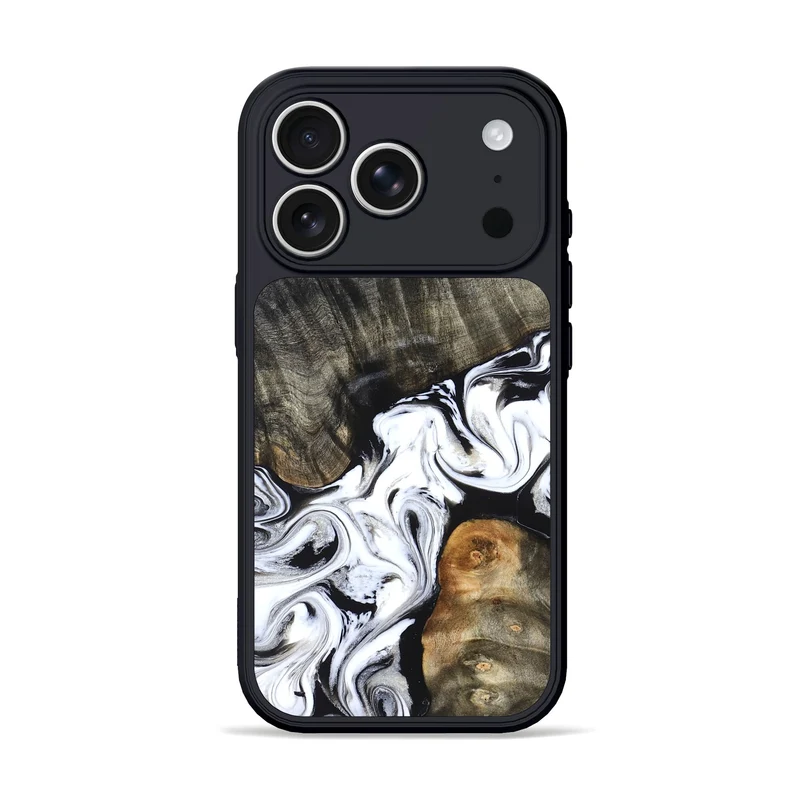 iPhone 17 Pro Wood Phone Case - Deidre (Black & White, 829735)