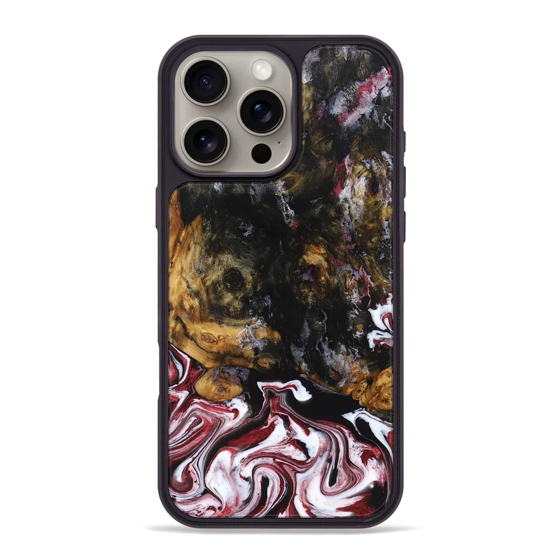 iPhone 16 Pro Max Wood Phone Case - Jess (Red, 829733)