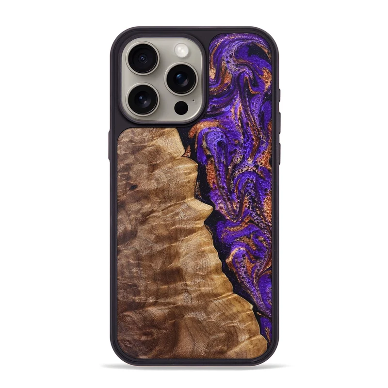 iPhone 15 Pro Max Wood Phone Case - Leanna (Purple, 829732)