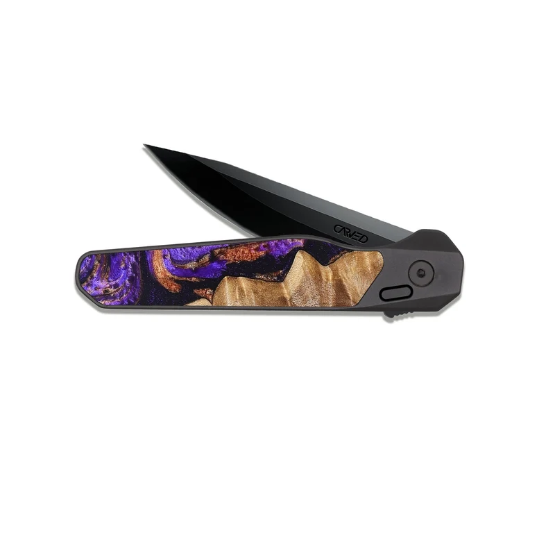 EDC Dark Slate Wood Pocket Knife - Leanna (Purple, 829732)