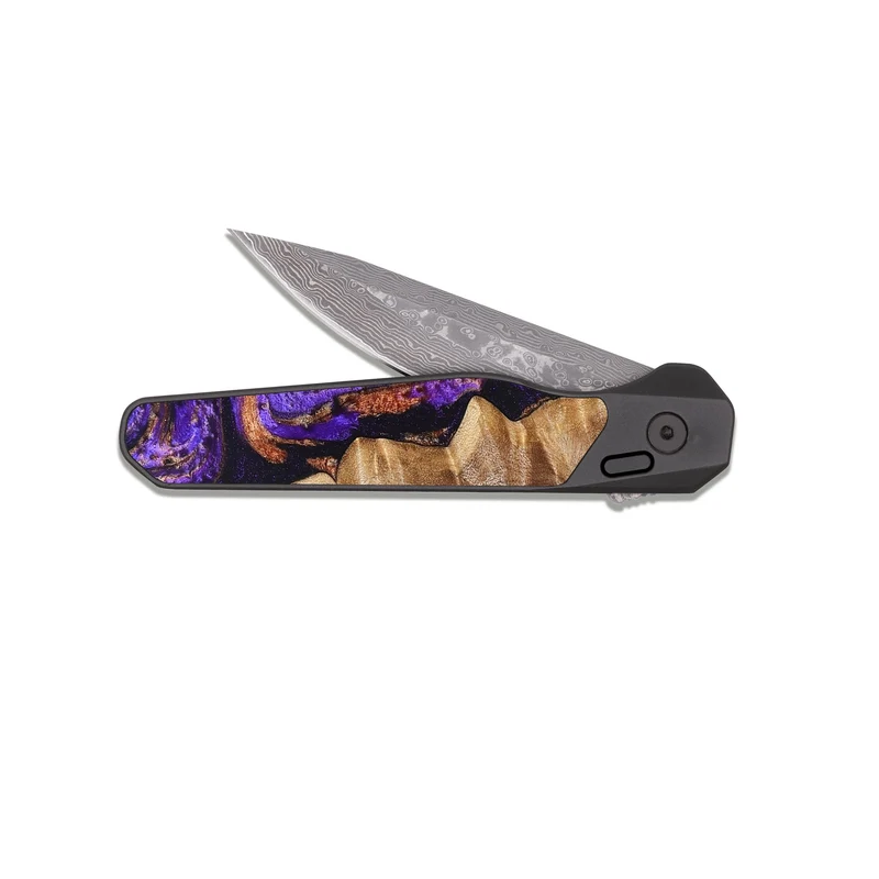 EDC Dark Damascus Wood Pocket Knife - Leanna (Purple, 829732)