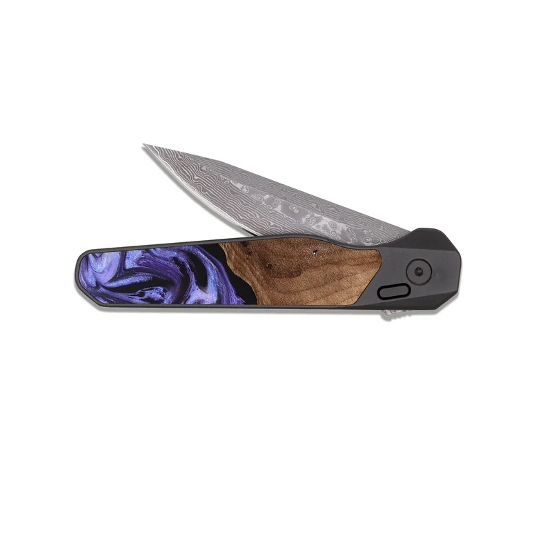 EDC Dark Damascus Wood Pocket Knife - Scot (Purple, 829729)