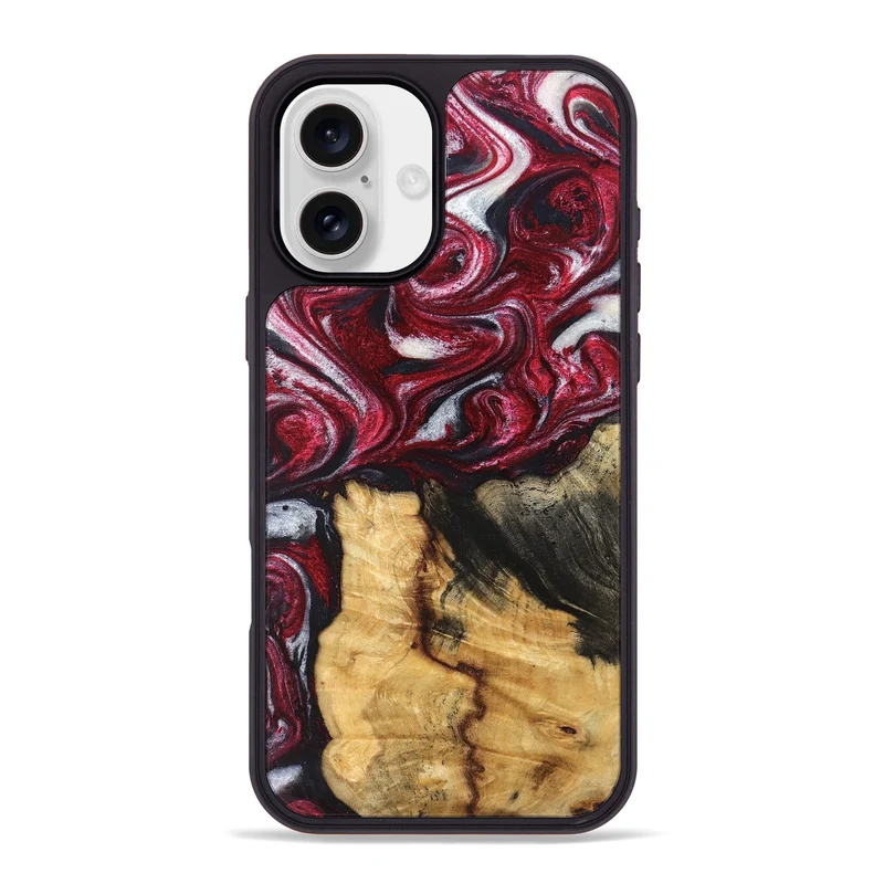 iPhone 16 Plus Wood Phone Case - Cleve (Red, 829717)