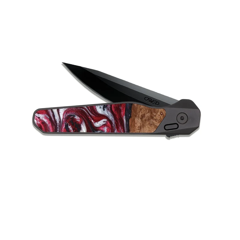 EDC Dark Slate Wood Pocket Knife - Camila (Red, 829715)