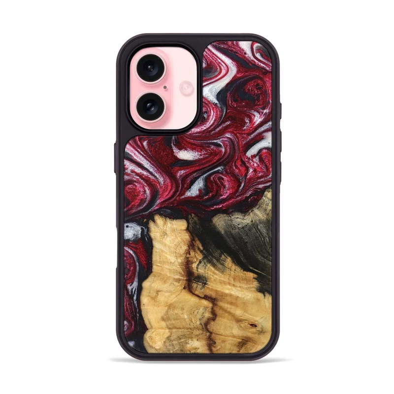 iPhone 16 Wood Phone Case - Cleve (Red, 829717)