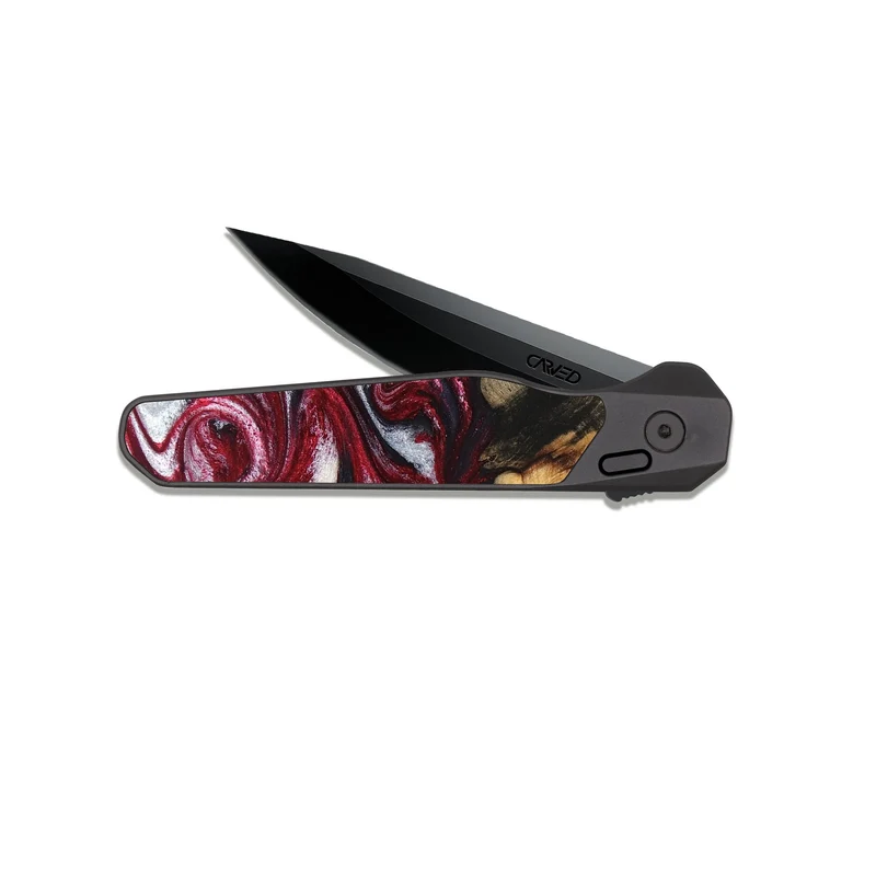 EDC Dark Slate Wood Pocket Knife - Cleve (Red, 829717)
