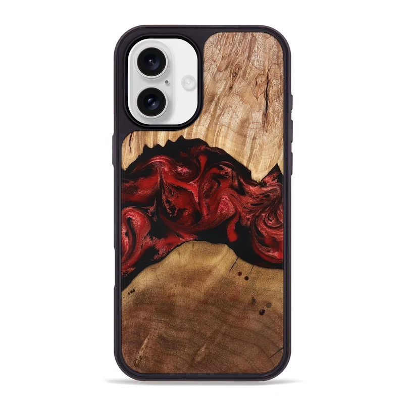 iPhone 16 Plus Wood Phone Case - Marlon (Red, 829713)
