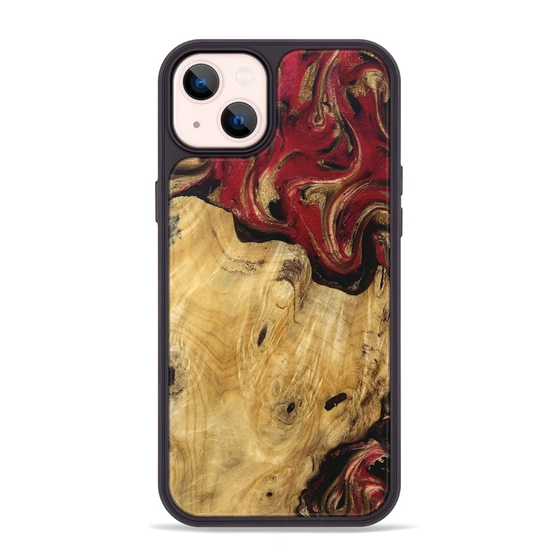 iPhone 14 Plus Wood Phone Case - Mina (Red, 829714)