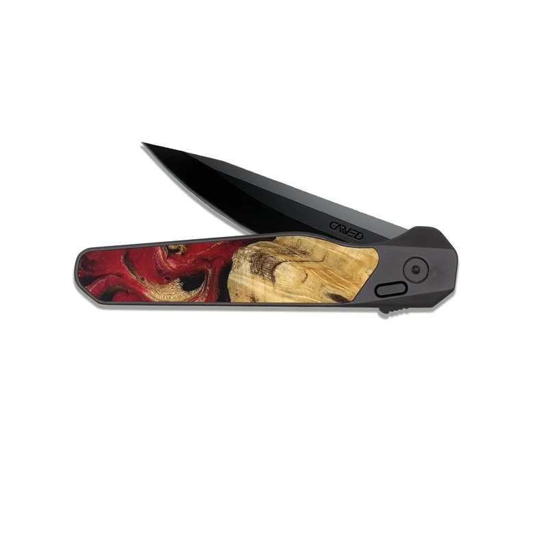 EDC Dark Slate Wood Pocket Knife - Mina (Red, 829714)