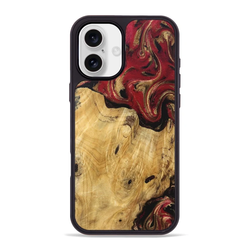 iPhone 16 Plus Wood Phone Case - Mina (Red, 829714)